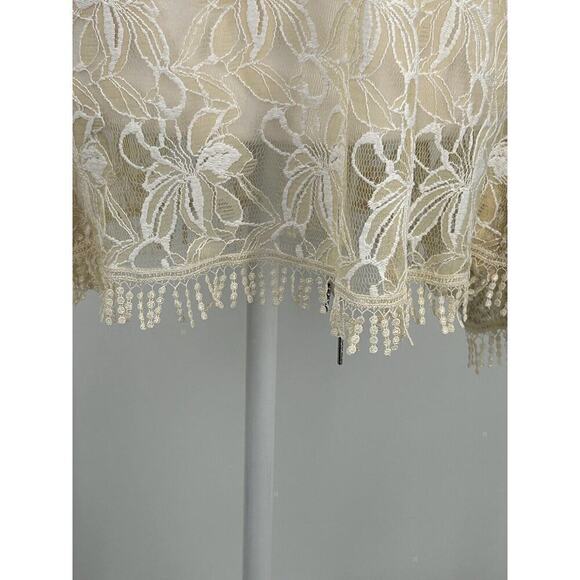 Alter’d State Floral Lace Sheer Gold Speck Cream Poncho Style Top Size Small - Picture 15 of 16